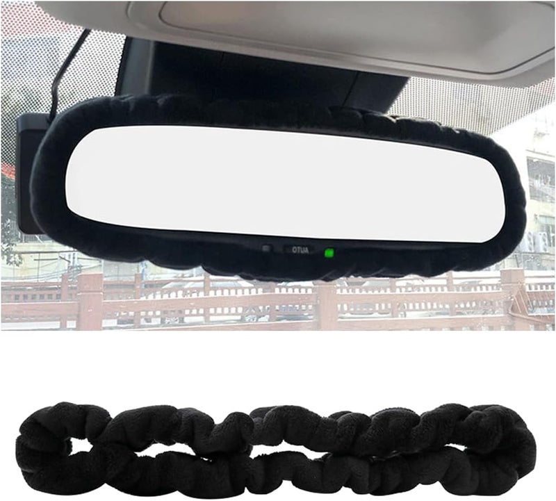 Bittwee Car Rearview Mirror Cover, Auto Interior Elastic Comfortable Rear View Mirror Protector Decorative Accessories for Girls Women Man Gift, Universal for Vehicles, SUV, Truck, RV (Black) - Image 1
